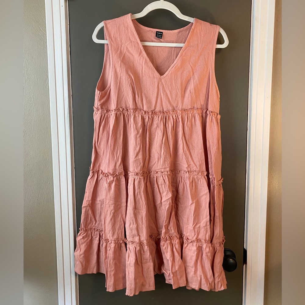 Pink Boho Ruffle Dress